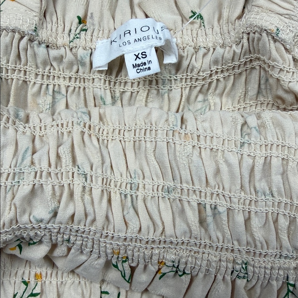 Kirious Los Angeles Cream Floral Ruffle Strap Peplum Crop Top NWOT Women's‎ XS - Picture 3 of 4